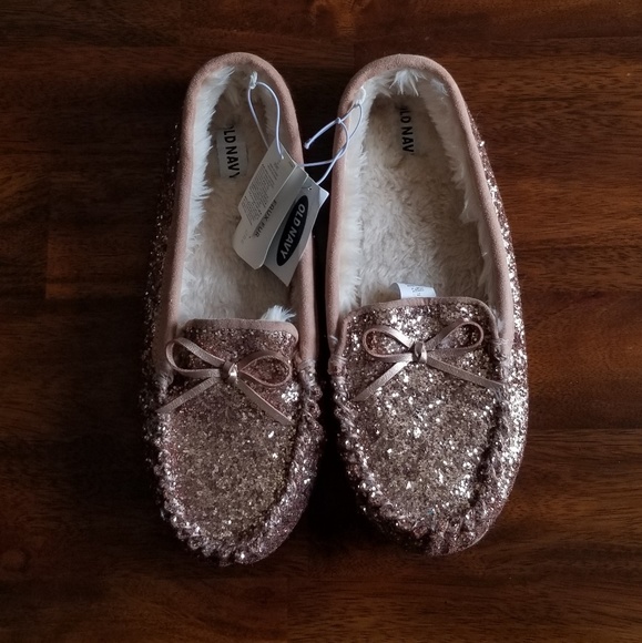 rose gold glitter slippers